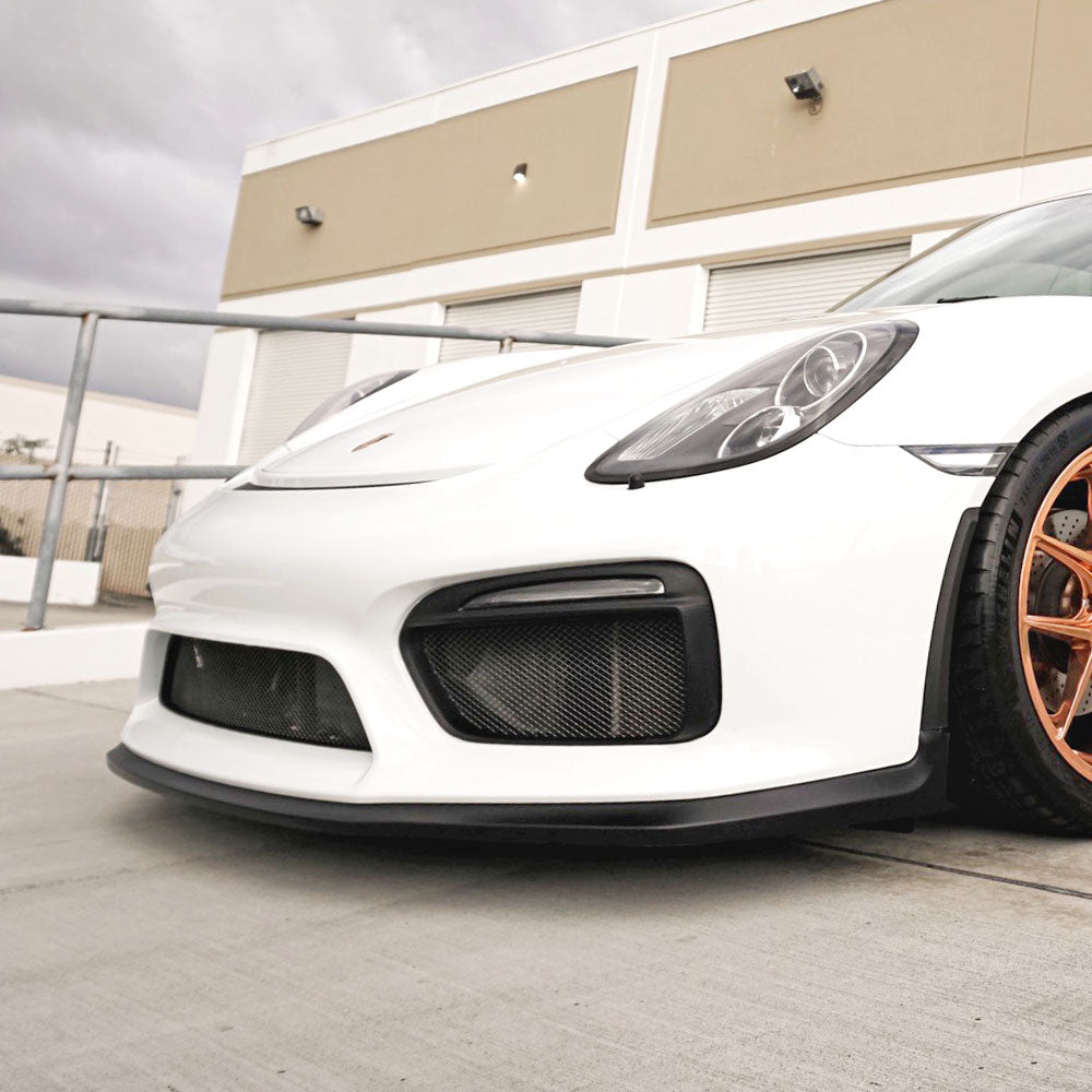 GT4 Style Front Lip with Vertical Trim For 2016 Porsche Cayman GT4/Boxster Spyder (981)