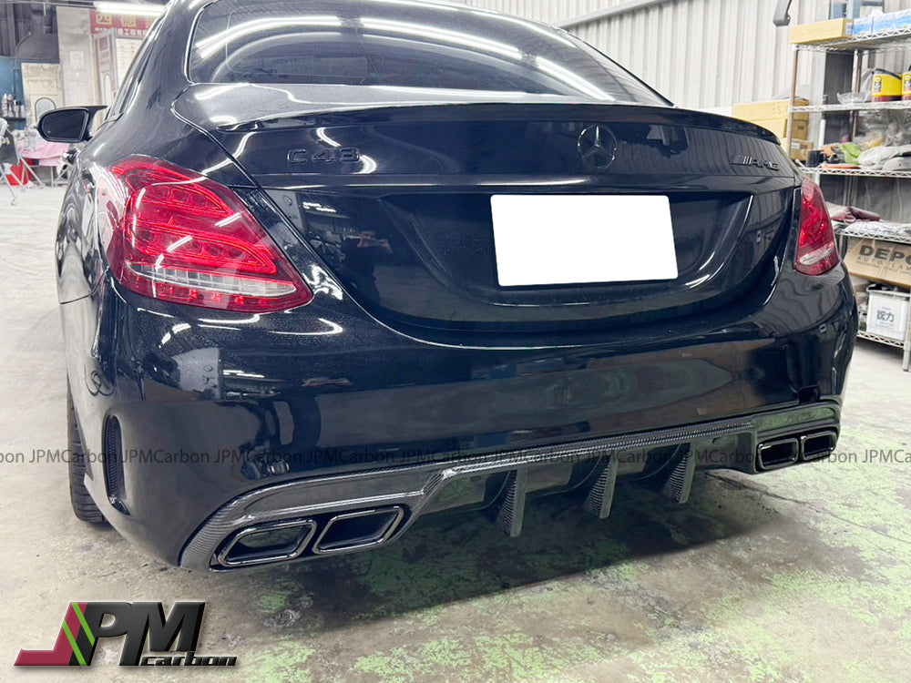 Big Fins Style Carbon Fiber Rear Diffuser Fits For 2015-2020 Mercedes-Benz W205 C63 C63S Sedan
