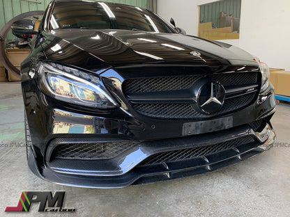 [JPMCarbon] B Style Carbon Fiber Front Bumper Add-on Lip Fits For 2015-2021 Mercedes-Benz W205 C63 Only