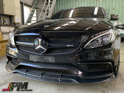 [JPMCarbon] B Style Carbon Fiber Front Bumper Add-on Lip Fits For 2015-2021 Mercedes-Benz W205 C63 Only