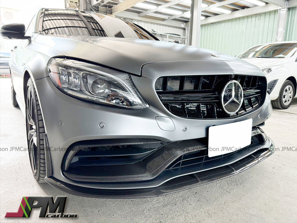 ED1 Style Carbon Fiber Front Bumper Add-on Lip Fits For 2015-2021 Mercedes-Benz W205 C63 Sedan/Wagon Only