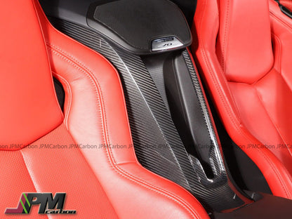 Dry Carbon Console Waterfall Wireless Phone Charger Trim Cover Fits For 2020-2025 Chevrolet Corvette C8 Only