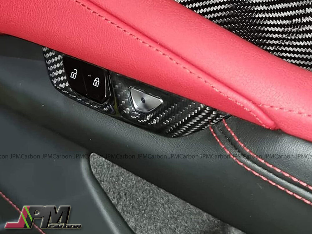 Dry Carbon Door Lock Switch Button Cover Trims Fits For 2020-2025 Chevrolet Corvette C8 Only