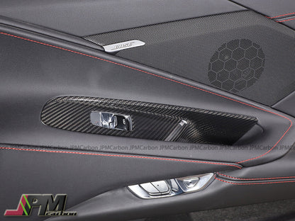 Dry Carbon Window Door Lock Control Switch Trims Fits For 2020-2025 Chevrolet Corvette C8 Coupe Only