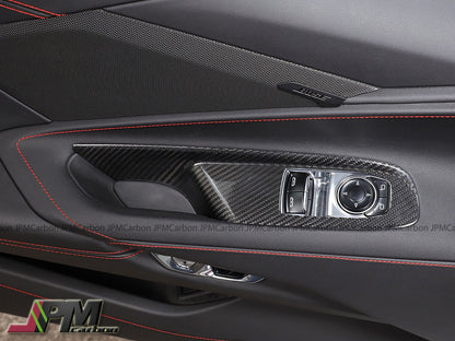 Dry Carbon Window Door Lock Control Switch Trims Fits For 2020-2025 Chevrolet Corvette C8 Coupe Only
