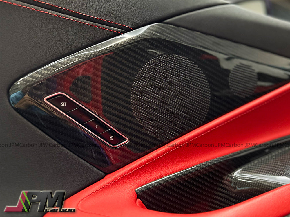 Dry Carbon Door Audio Speaker Panel Covers Fits For 2020-2025 Chevrolet Corvette C8 Only
