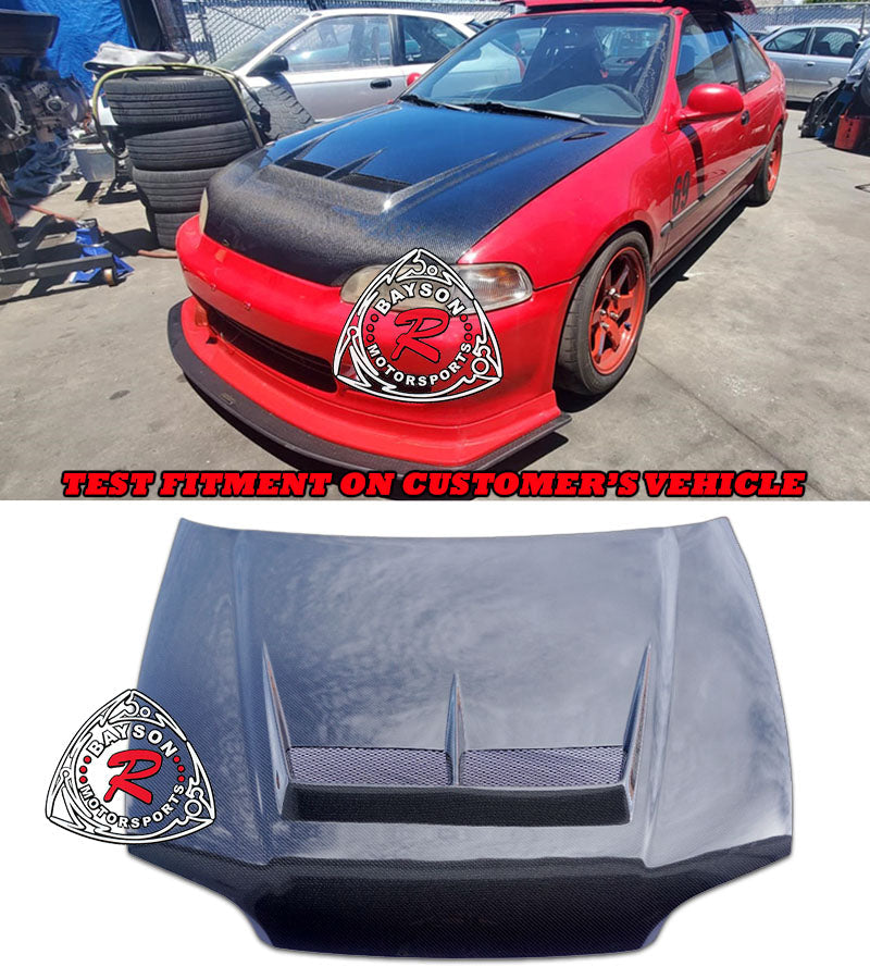 JS Style (Carbon Fiber) Hood For 1992-1995 Honda Civic 2Dr/3Dr