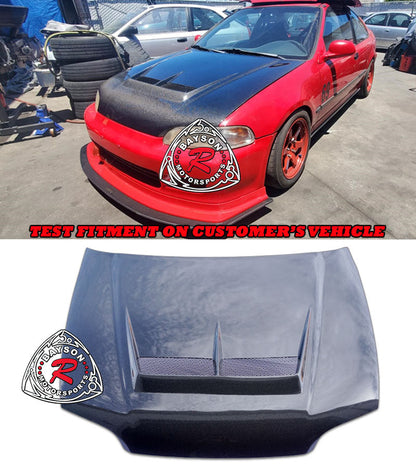 JS Style (Carbon Fiber) Hood For 1992-1995 Honda Civic 2Dr/3Dr