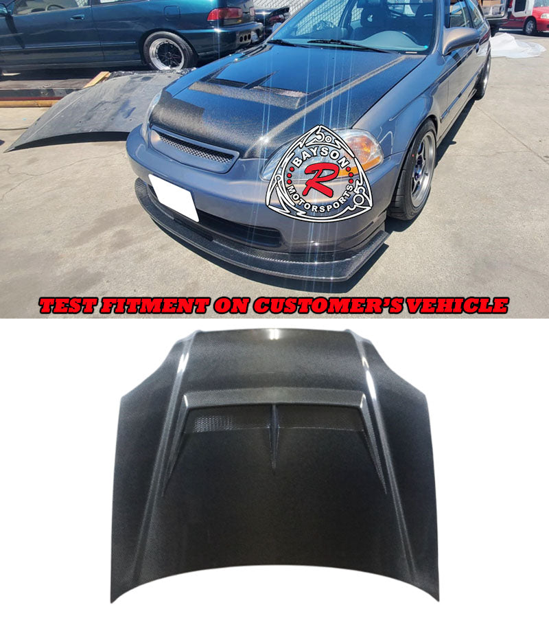 JS Style (Carbon Fiber) Hood For 1996-1998 Honda Civic 2Dr/3Dr/4Dr