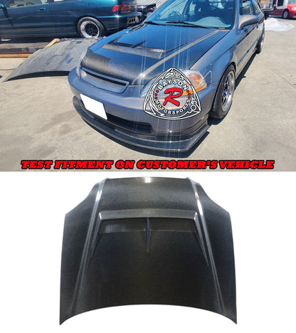 JS Style (Carbon Fiber) Hood For 1996-1998 Honda Civic 2Dr/3Dr/4Dr