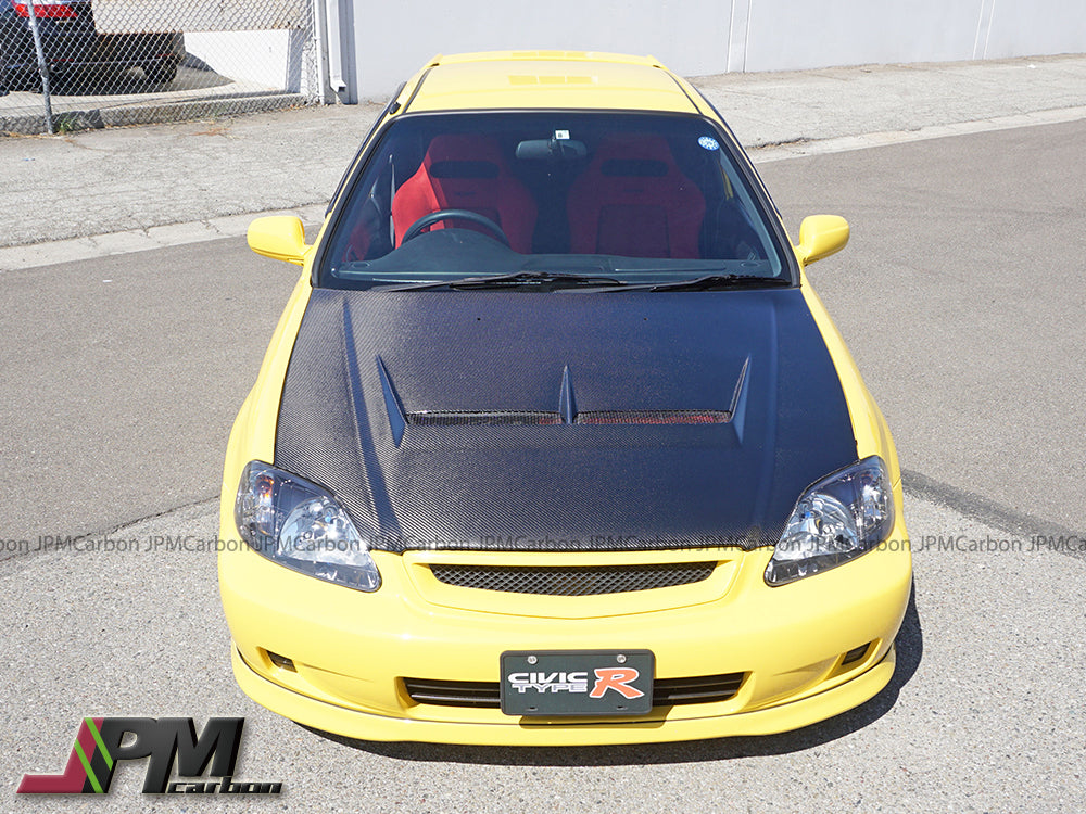 [JPMCarbon] JS Style (Carbon Fiber) Hood without Nozzle Holes For 1999-2000 Honda Civic 2Dr/3Dr/4Dr