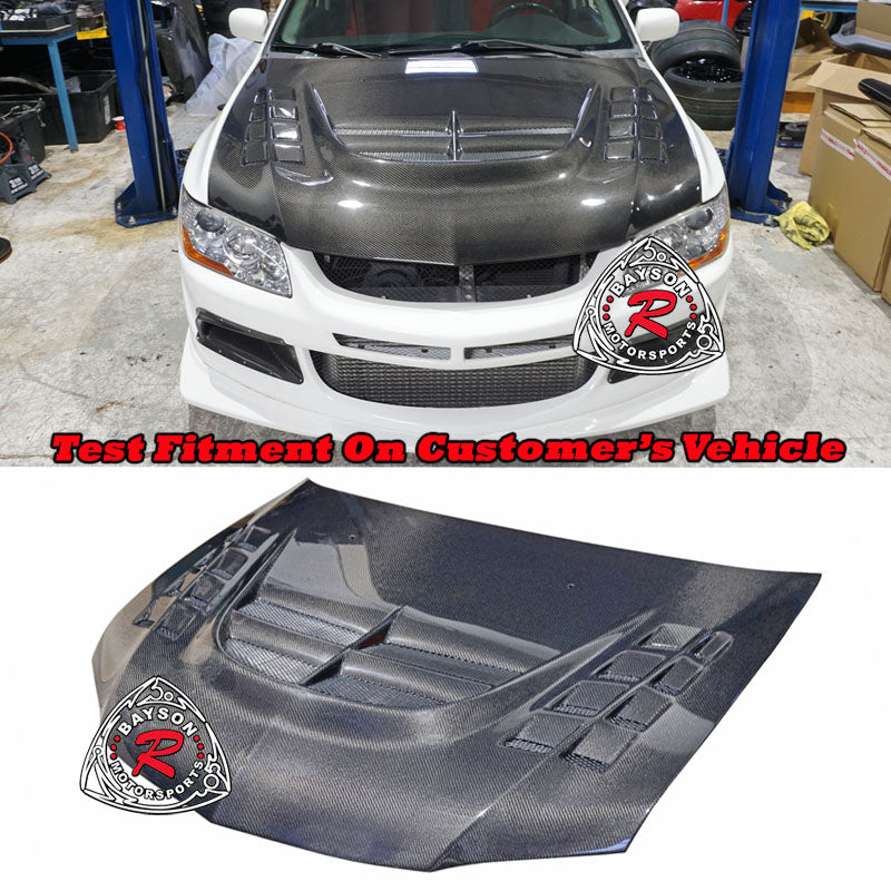 VT Style (Carbon Fiber) Hood For 2003-2007 Mitsubishi Evolution-8/9