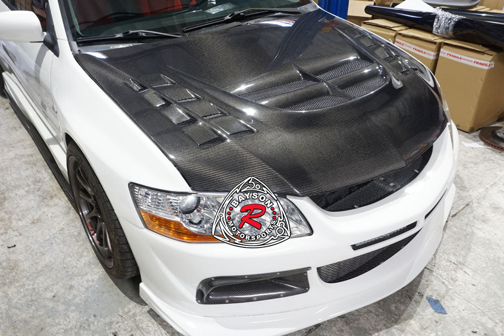 VT Style (Carbon Fiber) Hood For 2003-2007 Mitsubishi Evolution-8/9