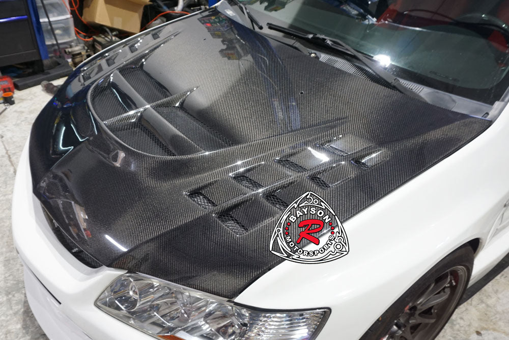 VT Style (Carbon Fiber) Hood For 2003-2007 Mitsubishi Evolution-8/9