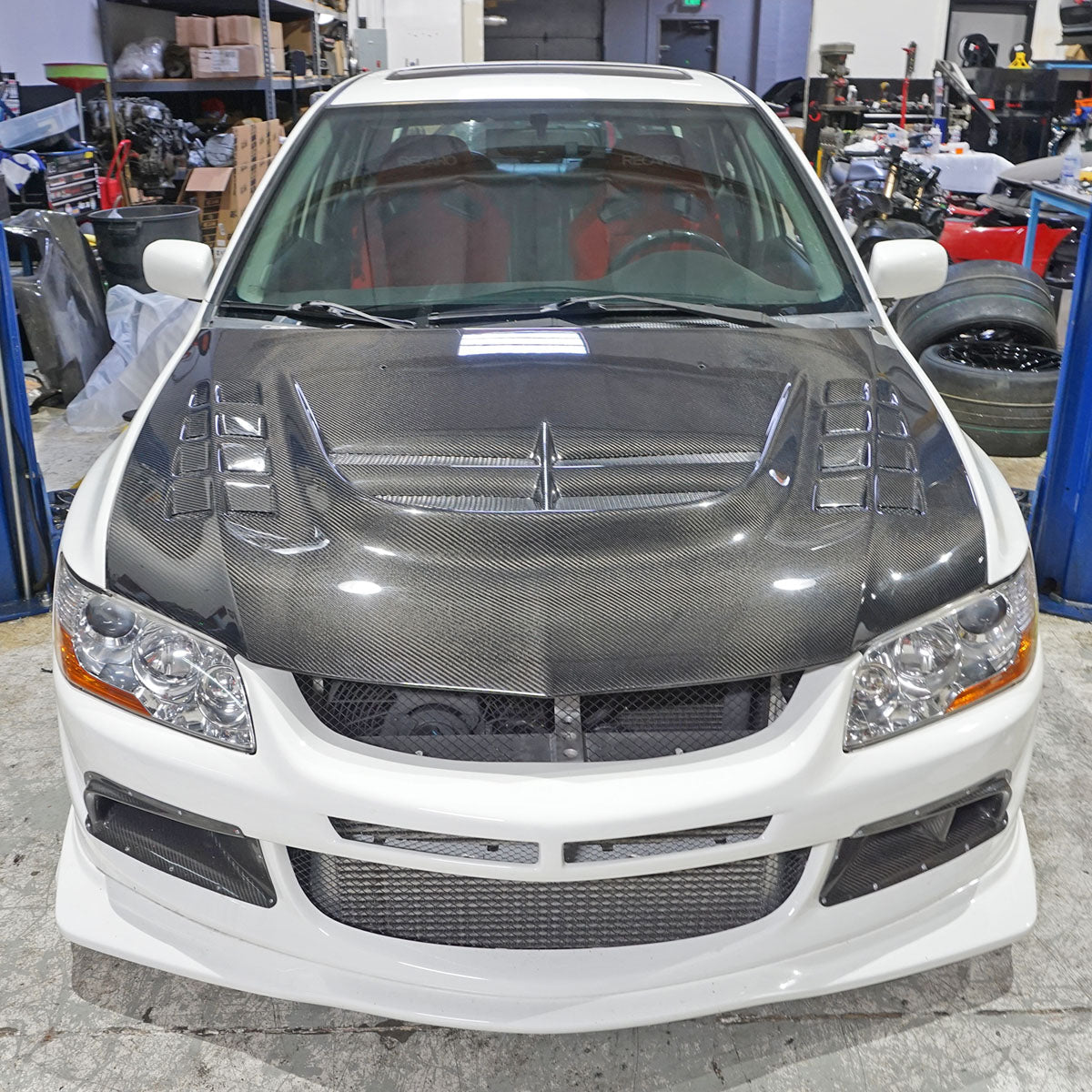VT Style (Carbon Fiber) Hood For 2003-2007 Mitsubishi Evolution-8/9