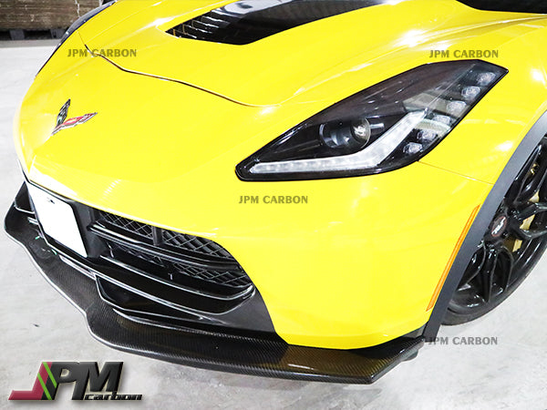 JPM R1 Carbon Fiber Front Bumper Add-on Lip + Side Skirts Extension Lip for Corvette C7