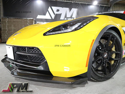 JPM R1 Carbon Fiber Front Bumper Add-on Lip + Side Skirts Extension Lip for Corvette C7