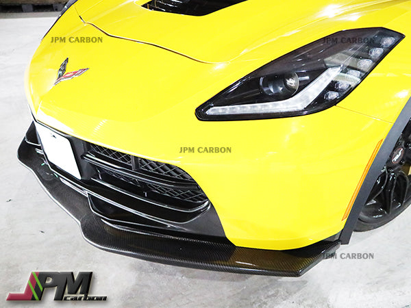JPM R1 Carbon Fiber Front Bumper Add-on Lip Fits For 2014-2019 Chevrolet Corvette C7 Only