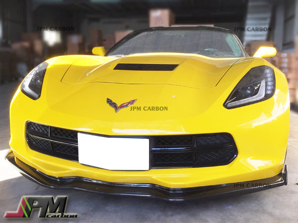 Stage 2 Carbon Fiber Front Bumper Add-on Lip with Winglets Fits For 2014-2019 Chevrolet Corvette C7 Only