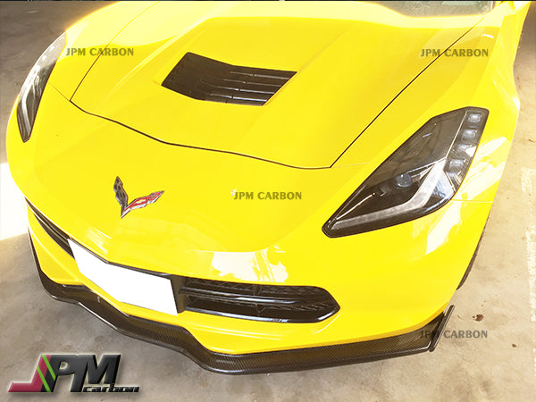 Stage 2 Carbon Fiber Front Bumper Add-on Lip with Winglets Fits For 2014-2019 Chevrolet Corvette C7 Only