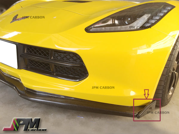 Carbon Fiber Front Side Deflectors Winglets Fits For 2014-2019 Chevrolet Corvette C7 Only