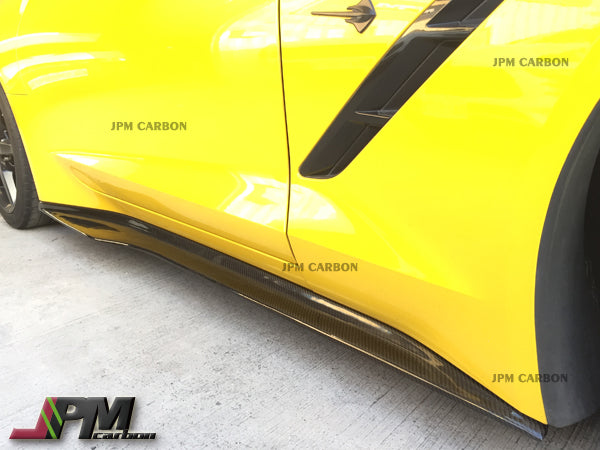 JPM Carbon Fiber Side Skirt Add-on Lips Fits For 2014-2019 Chevrolet Corvette C7 All Models Only