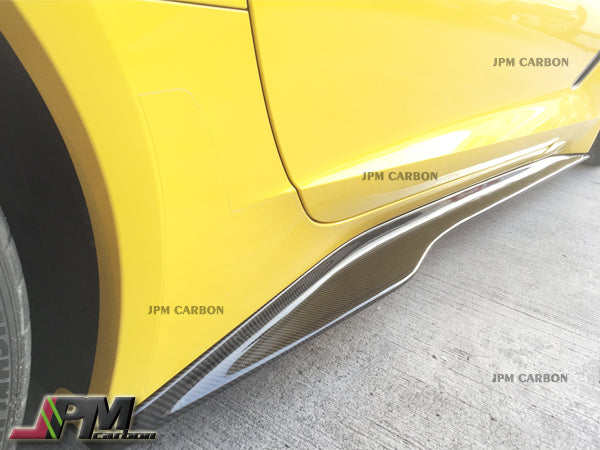 JPM Carbon Fiber Side Skirt Add-on Lips Fits For 2014-2019 Chevrolet Corvette C7 All Models Only