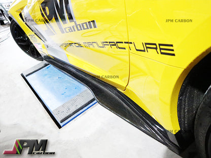 JPM R1 Carbon Fiber Front Bumper Add-on Lip + Side Skirts Extension Lip for Corvette C7