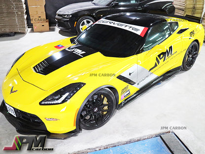 JPM R1 Carbon Fiber Front Bumper Add-on Lip + Side Skirts Extension Lip for Corvette C7