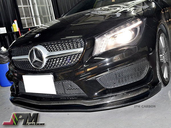 RZ Style Carbon Fiber Front Bumper Add-on Lip Fits For 2013-2016 Mercedes-Benz W117 Pre-facelift CLA-Class with AMG Sport Package & CLA45 Only