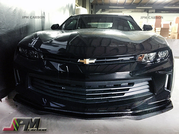 T6 Style Carbon Fiber Front Bumper Add-on Lip Fits For 2016-2018 Chevy Camaro LS LT RS Only
