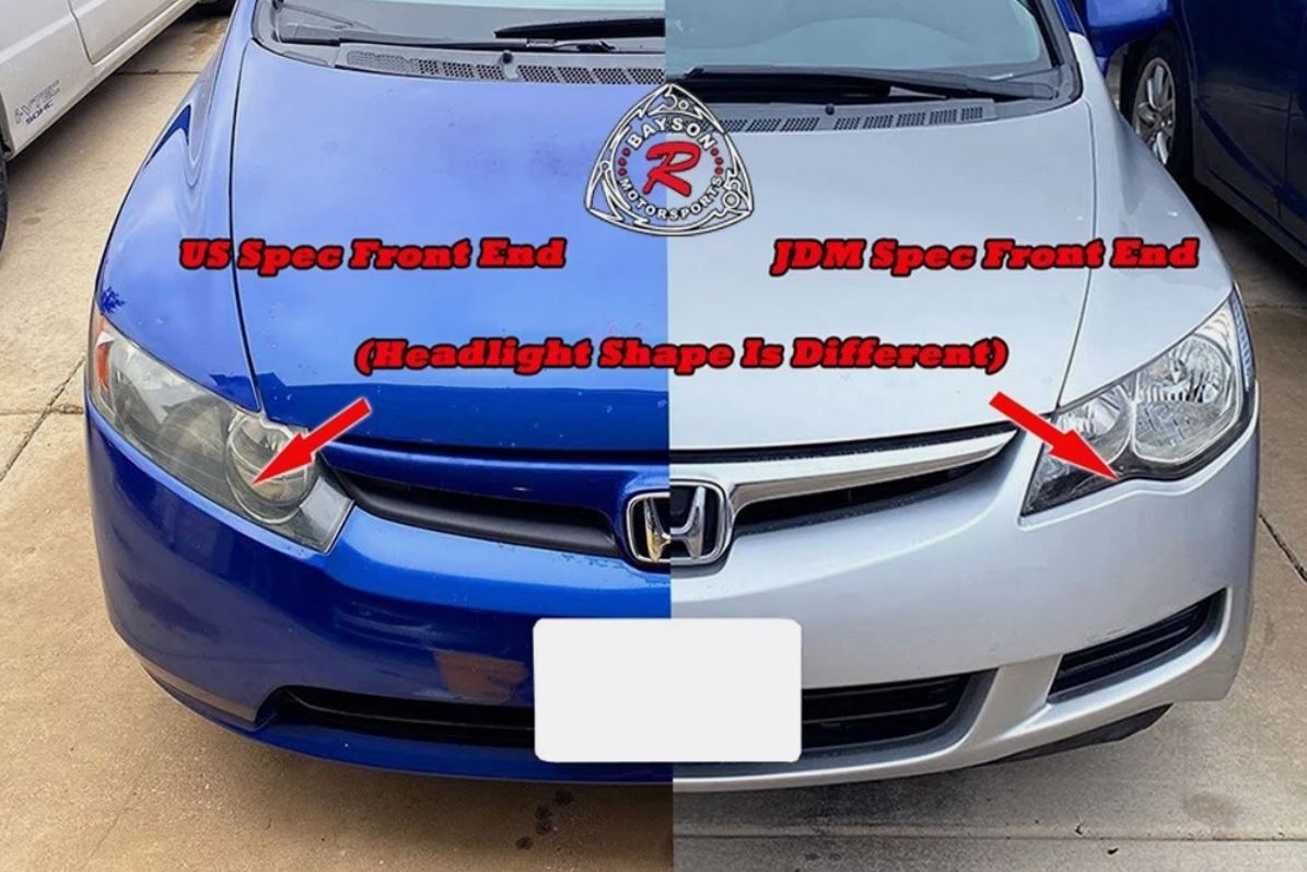 MU RR Front Bumper/Grille/Fog Lights For 2006-2011 Honda Civic (JDM Spec Front End, 4Dr)