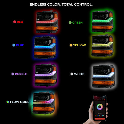 Chevrolet Silverado Multicolor Flow Series DRL Boards (2016-2018)