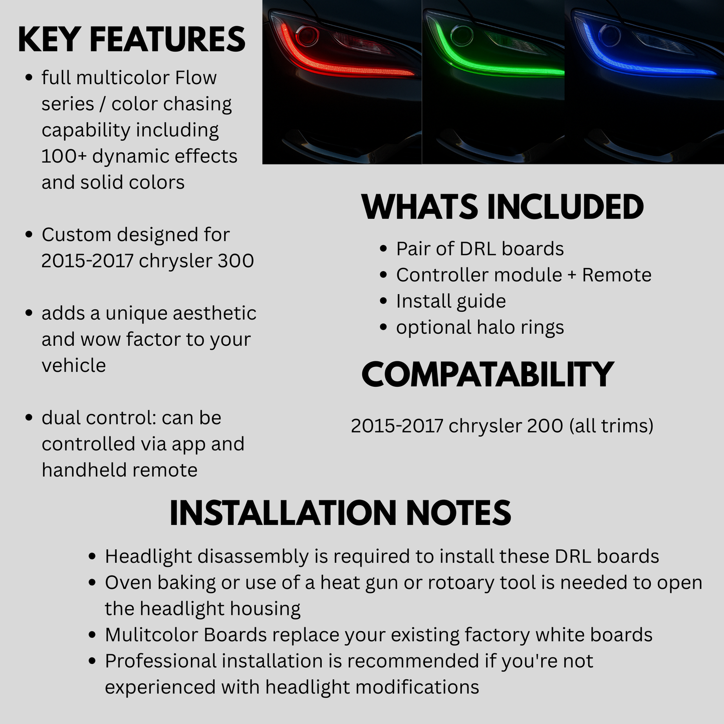 Chrysler 200 Flow Series DRL Boards (2015-2017)