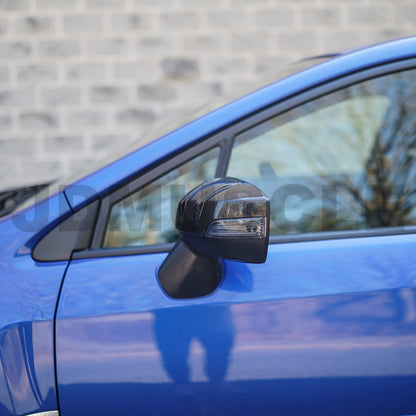 JDMuscle Tanso R2 Style Carbon Fiber Side Mirror Covers/Replacement with Turn Signal - 2015+WRX/STI