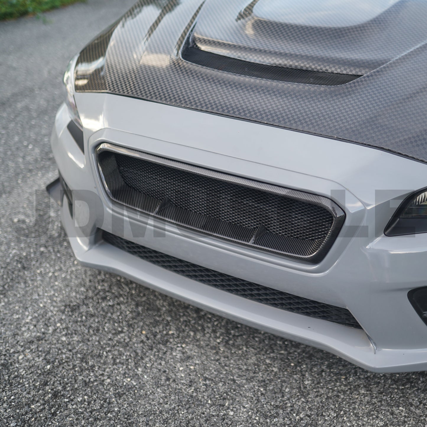 JDMuscle Tanso Carbon Fiber / Gloss Black Grille V4 - 15-17 WRX/STI