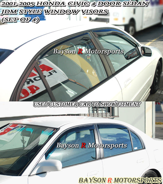JDM Style Window Visors For 2001-2005 Honda Civic (4Dr Sedan)