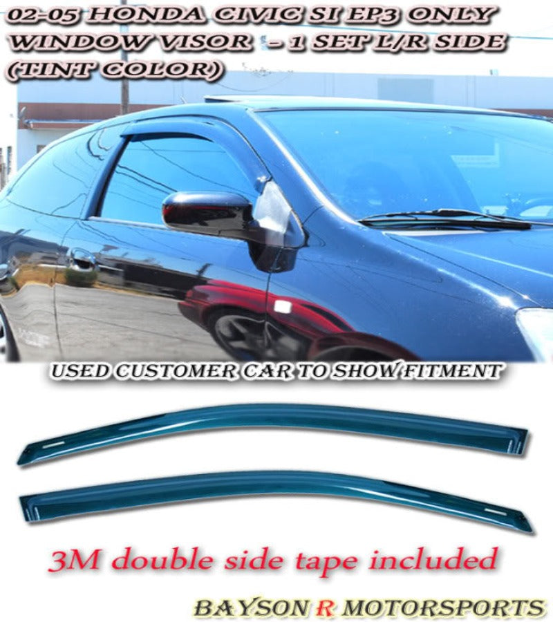 JDM Style Window Visors For 2002-2005 Honda Civic Si (3Dr Hatchback, EP3)