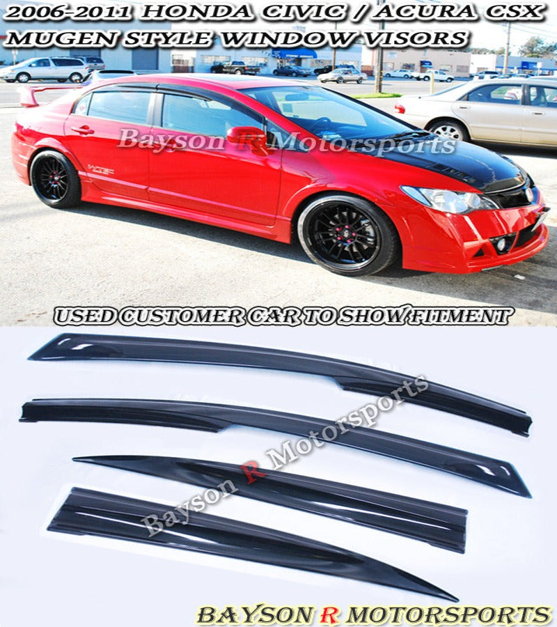 MU Style Window Visors For 2006-2011 Honda Civic (4Dr Sedan)