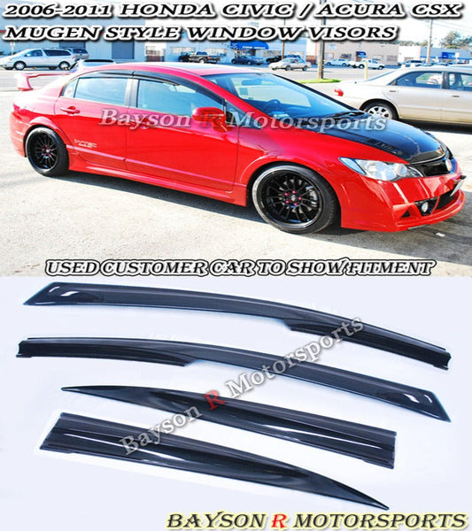 MU Style Window Visors For 2006-2011 Honda Civic (4Dr Sedan)