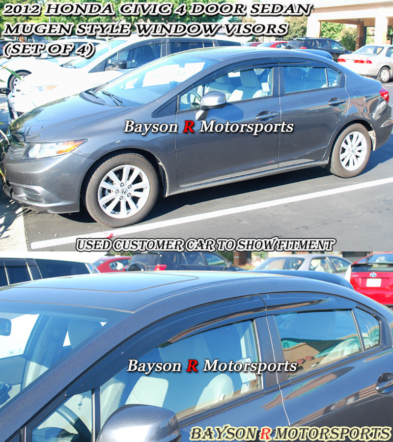 MU Style Window Visors For 2012-2015 Honda Civic (4Dr Sedan)