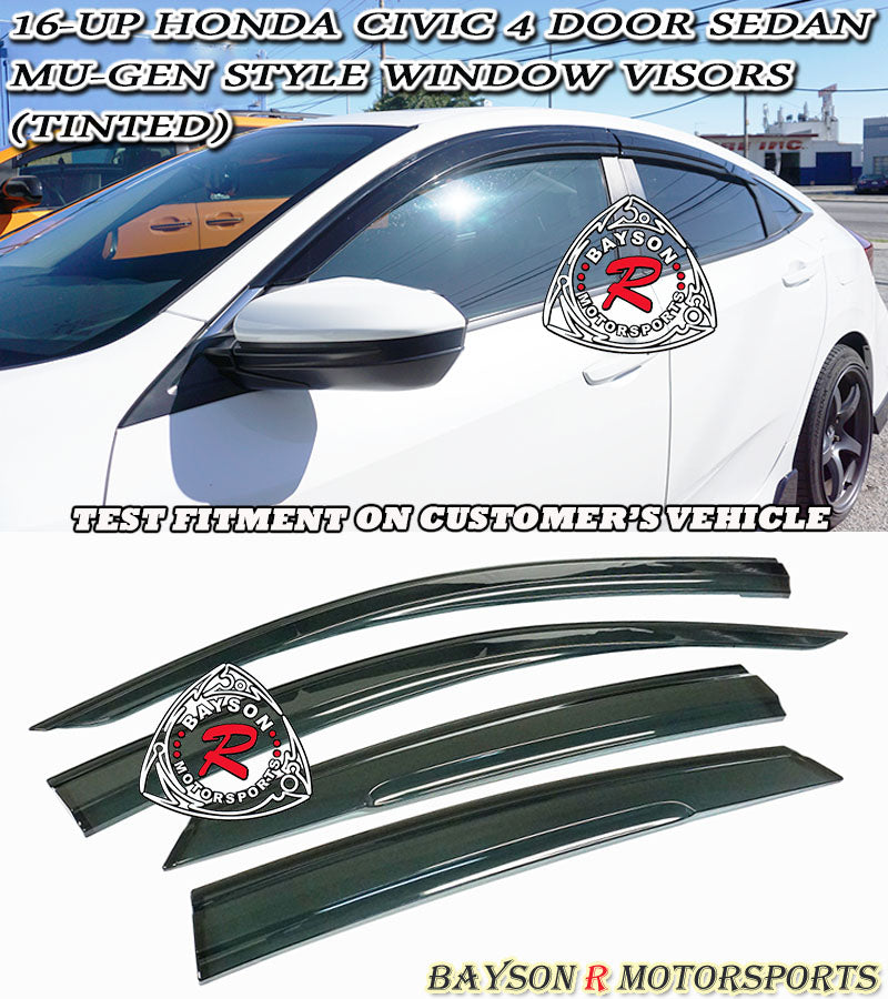MU Style Window Visors For 2016-2021 Honda Civic (4Dr Sedan)