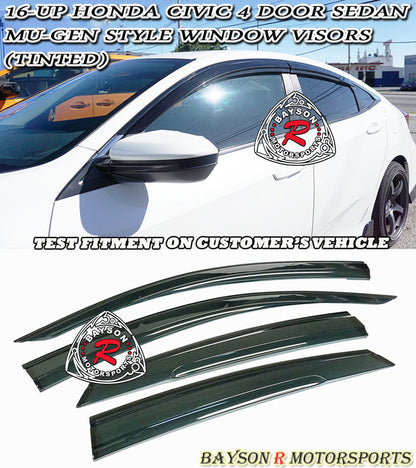 MU Style Window Visors For 2016-2021 Honda Civic (4Dr Sedan)