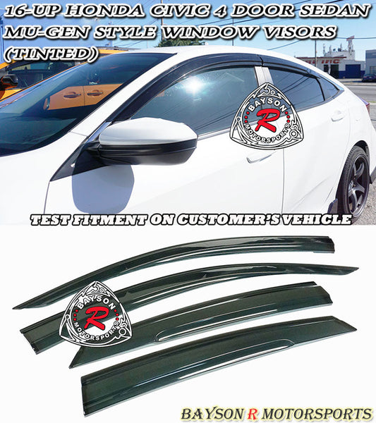 MU Style Window Visors For 2016-2021 Honda Civic (4Dr Sedan)