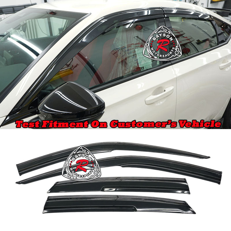 MU Style Window Visors with Black Trims For 2022-2026 Honda Civic (4Dr Sedan/5Dr Hatchback)/Civic Type R (FL5)