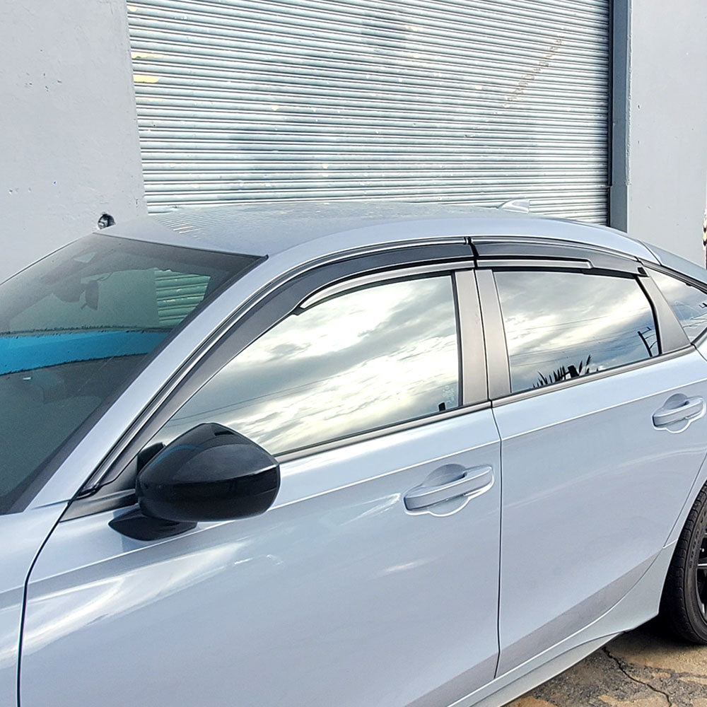 MU Style Window Visors with Black Trims For 2022-2026 Honda Civic (4Dr Sedan/5Dr Hatchback)/Civic Type R (FL5)