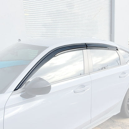 MU Style Window Visors with Black Trims For 2022-2026 Honda Civic (4Dr Sedan/5Dr Hatchback)/Civic Type R (FL5)