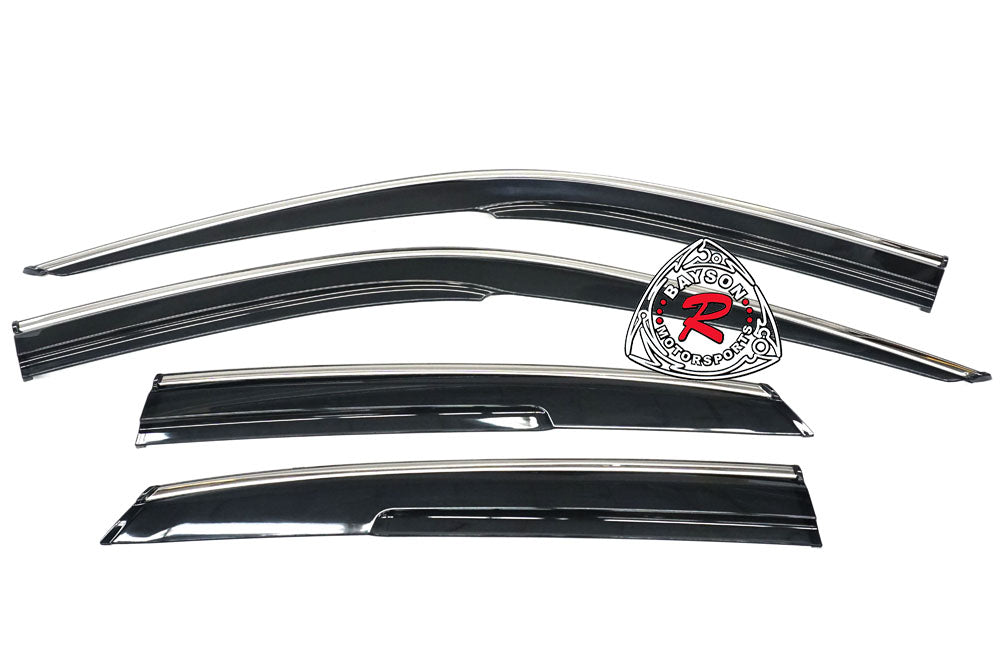MU Style Window Visors with Stainless Steel Chrome Trims For 2022-2025 Honda Civic (4Dr Sedan/5Dr Hatchback)