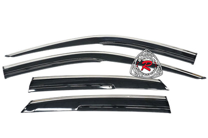 MU Style Window Visors with Stainless Steel Chrome Trims For 2022-2025 Honda Civic (4Dr Sedan/5Dr Hatchback)