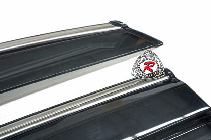 MU Style Window Visors with Stainless Steel Chrome Trims For 2022-2025 Honda Civic (4Dr Sedan/5Dr Hatchback)